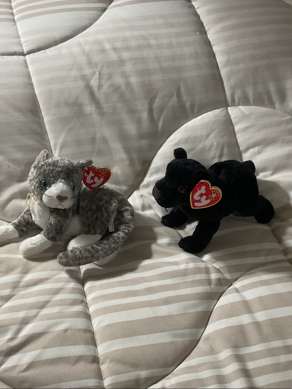 Ty Plush Gray & Black Cat and Panther Pair 2000